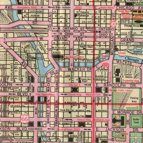 Wells Street Bridge 1972 AAA Map